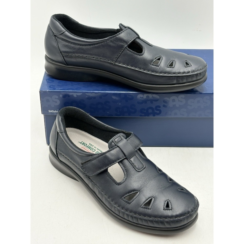SAS Women's Shoes Roamer Navy New In Box Size 6.5 S Made In USA Mary Jane T